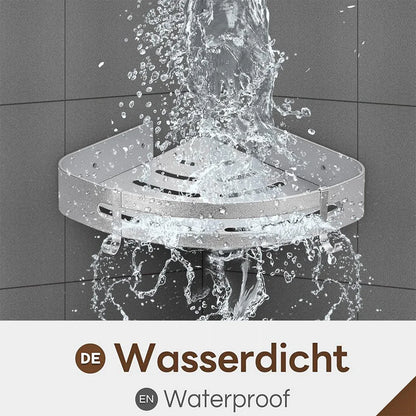 Wall Mounted Bathroom Shelf Triangle Corner Shower Storage Rack for Toiletries - Single layer with rod