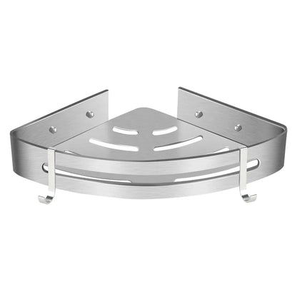 Wall Mounted Bathroom Shelf Triangle Corner Shower Storage Rack for Toiletries - Single layer with rod