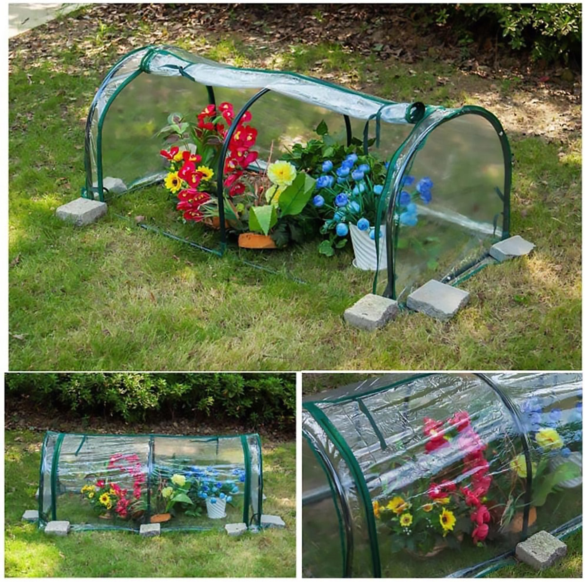 PVC Greenhouse Cover Replacement Plant Tent Garden Shelter No Frame - Grid