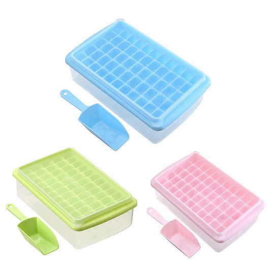 55 Grids Ice Cube Tray Mould With Lid And Storage Box Scoop Set Maker Ice Cube - Green