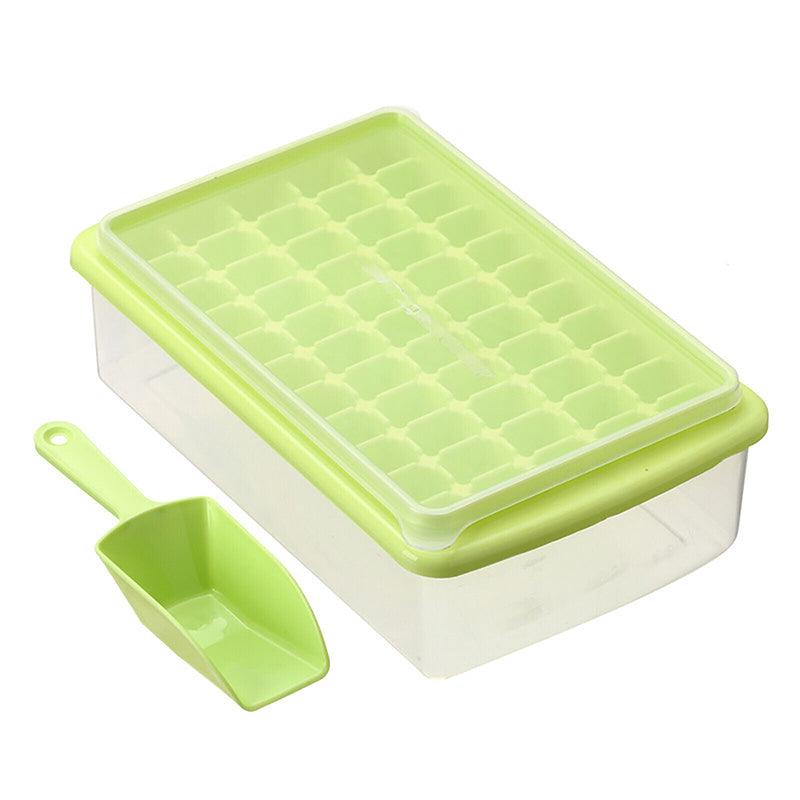 55 Grids Ice Cube Tray Mould With Lid And Storage Box Scoop Set Maker Ice Cube - Green
