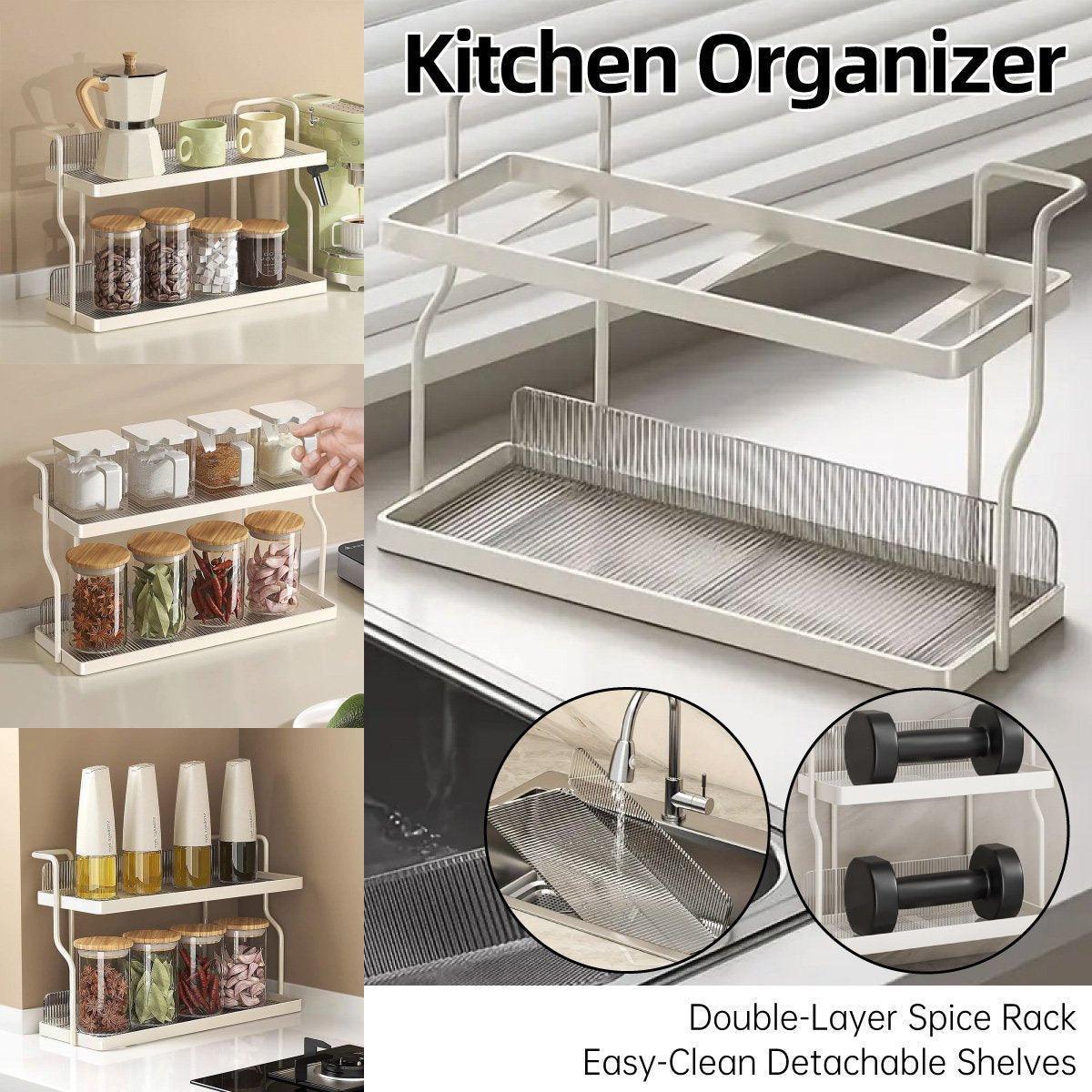 2 Tier Shelf Kitchen Storage Rack Organizer for Home and Countertop Organization - Mekamart Australia