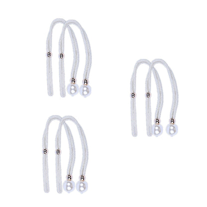 Curtain Tiebacks Pearl Strap Set 3 Pairs Decorative Buckle Holder Rings Hooks - White