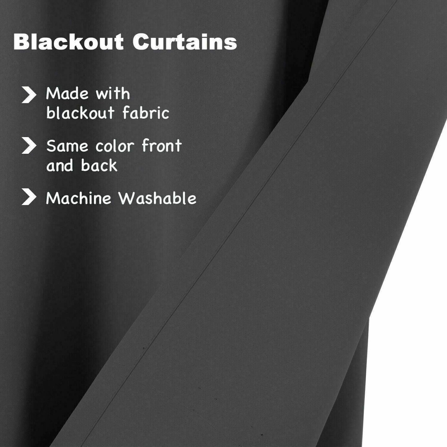 2pcs Semi Blackout Curtain Fabric Solid Colour Home Decor Drapes for Living Room - Dark Grey - 132x160cm