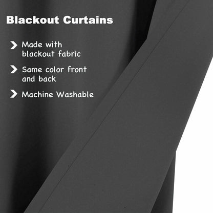 2pcs Semi Blackout Curtain Fabric Solid Colour Home Decor Drapes for Living Room - Dark Grey - 132x213cm