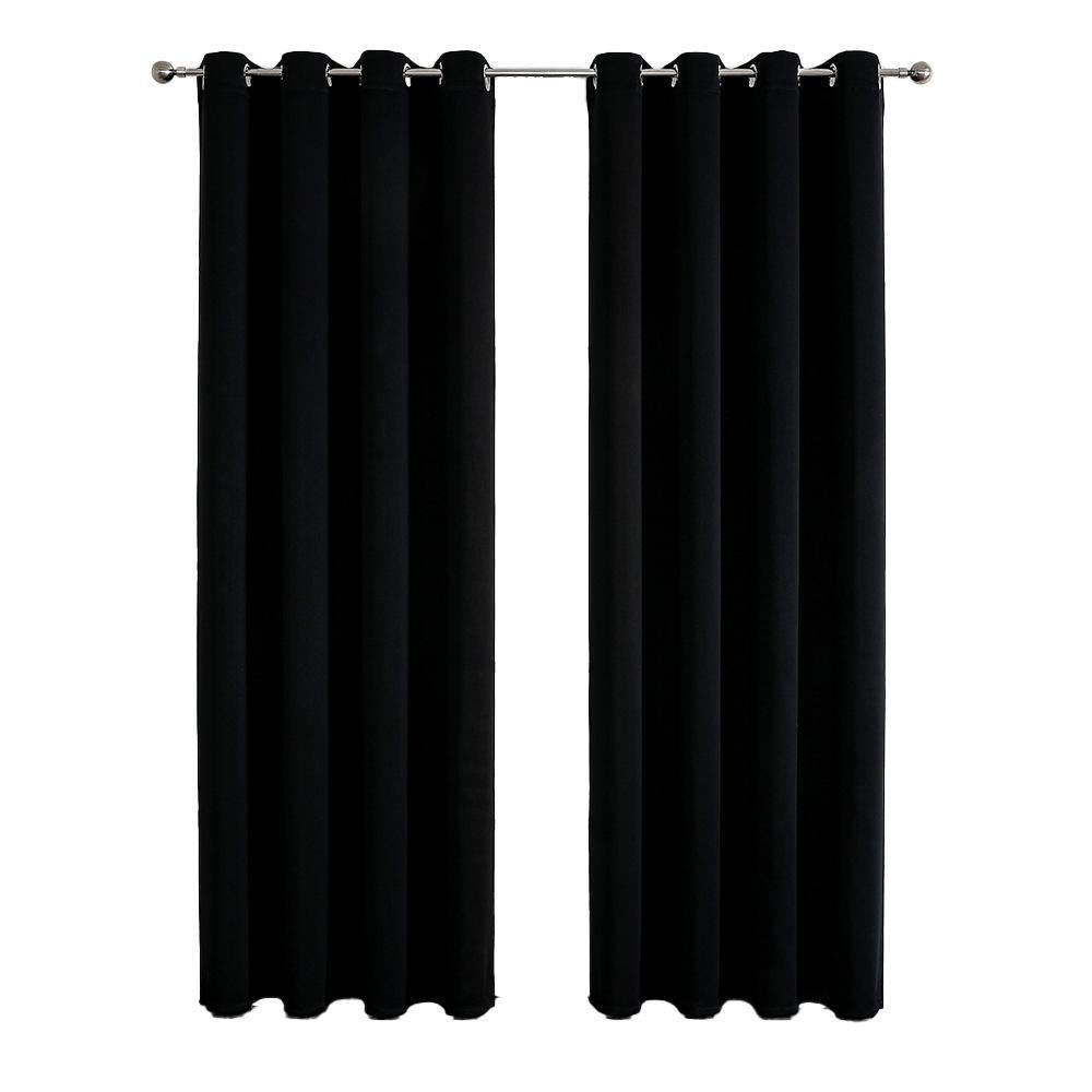 2pcs Semi Blackout Curtain Fabric Solid Colour Home Decor Drapes for Living Room - Dark Grey - 132x213cm