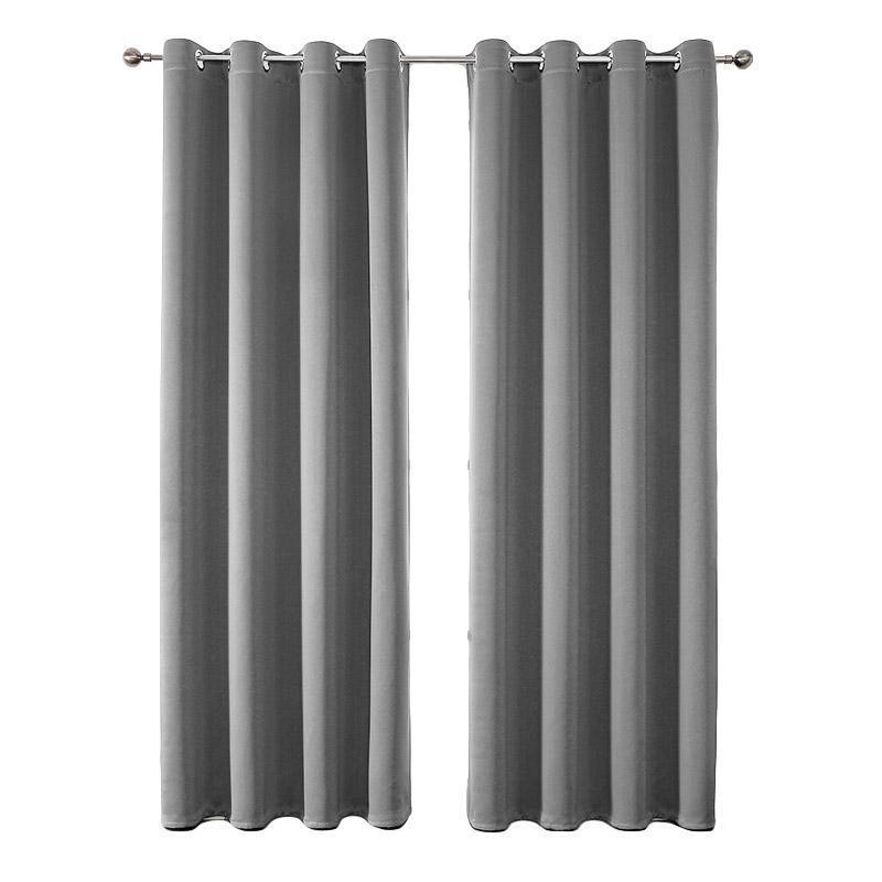 2pcs Semi Blackout Curtain Fabric Solid Colour Home Decor Drapes for Living Room - Dark Grey - 132x213cm