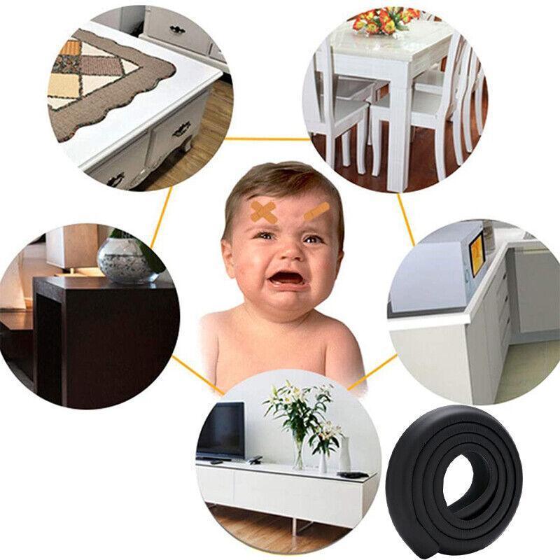 Foam Edge Guard Strip for Desks and Tables with Corner Protector Bumper Tape - Brown - Mekamart Australia