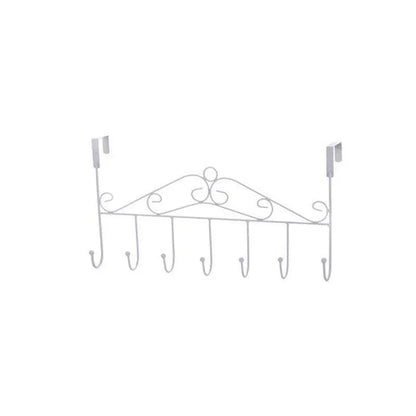 7-Hooks For Bedroom Over The Door Hanger Clothes Storage Towel Iron Hanging Rack - Black - Mekamart Australia
