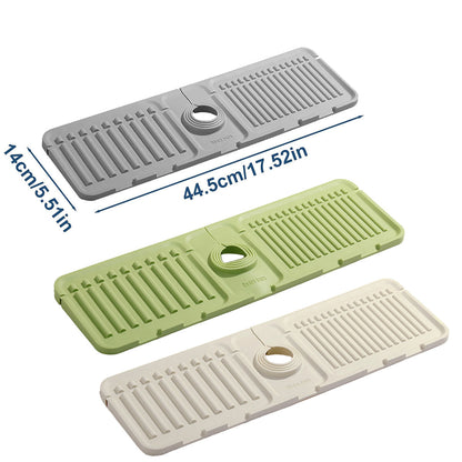 Faucet Draining Pad Narrow Sink Splash Guard Mat for Washbasin Water Catcher - Grey