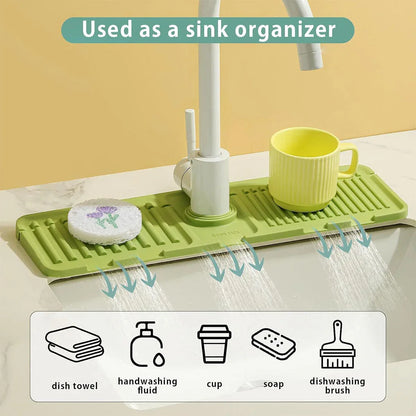 Faucet Draining Pad Narrow Sink Splash Guard Mat for Washbasin Water Catcher - Grey