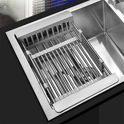 Stainless Steel Storage Sink Drain Basket Dish Drying Rack Kitchen Organizer Au - Mekamart Australia