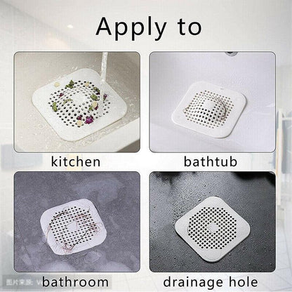 2Pc Square Drain Cover For Shower Drain Hair Catcher Flat Silicone Plug For Bath - 1PC White+ 1PC Grey