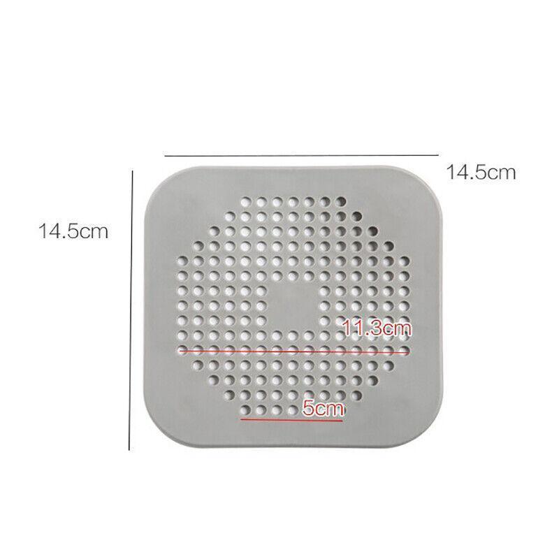 2Pc Square Drain Cover For Shower Drain Hair Catcher Flat Silicone Plug For Bath - 1PC White+ 1PC Grey