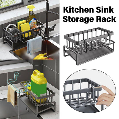 Kitchen Sink Caddy Storage Organizer Steel Sponge Soap Brush Holder Faucet Rack