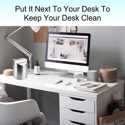 Stainless Steel Mini Desktop Wastebasket Organizer Compact Waste Bin for Office