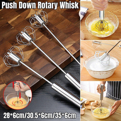 Stainless Steel Semi-Automatic Egg Beater Hand Pressed Kitchen Baking Tool - 14 Inch