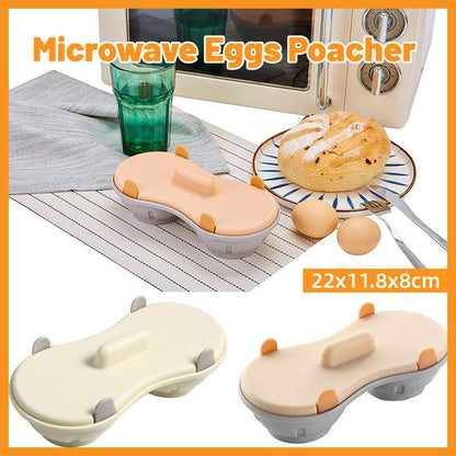 Microwave Egg Steamer With Lid Kitchen Egg Cooker Poacher Steam Box Container - White