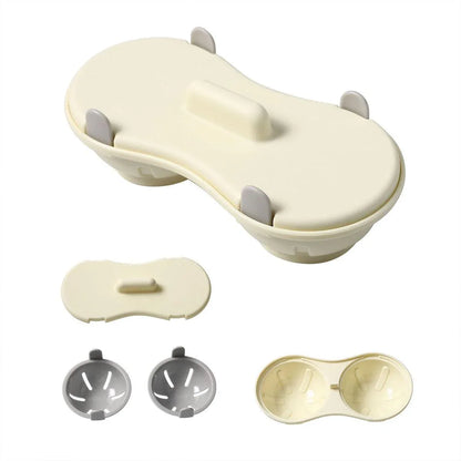 Microwave Egg Steamer With Lid Kitchen Egg Cooker Poacher Steam Box Container - White