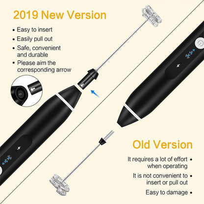 USB Rechargeable Electric Egg Beater Milk Coffee Frother Drink Foamer Mixer Tool - White