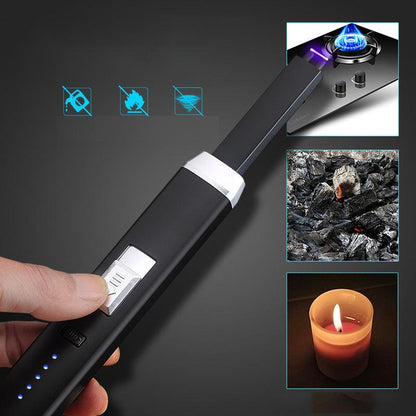 Electronic Usb Rechargeable Pulse Arc Candle Lighter Kitchen Camping Stove Bbq - A