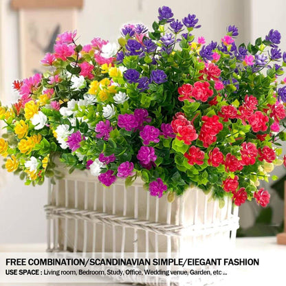 8pcs Artificial Camellia Flowers Realistic Silk Floral Decoration for Home Decor