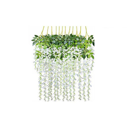 12X Artificial Silk Fake Flower Garland Vine Wisteria Leaf Hanging Wedding Decor - White