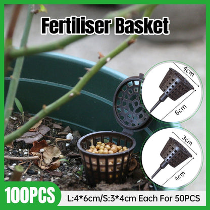 100x Plastic Fertilizer Baskets with Lid Balcony Gardening Tools Bonsai Supplies