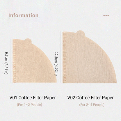100PCS Coffee Filter Paper Drip Cone Funnel Handmade Filters for Coffee Machine - V02-100PCS