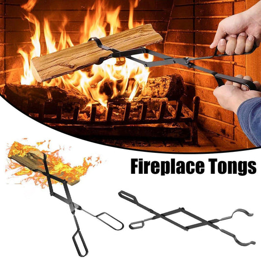 Folding Fireplace Tongs Grip Fire Pit Pliers Outdoor Indoor Fire Tools Durable