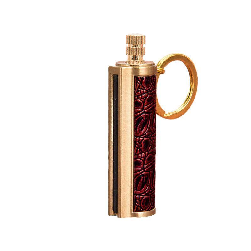 Fire Starter Lighter Waterproof Flint Match Metal Keychain Camping Survival Bda - Gold