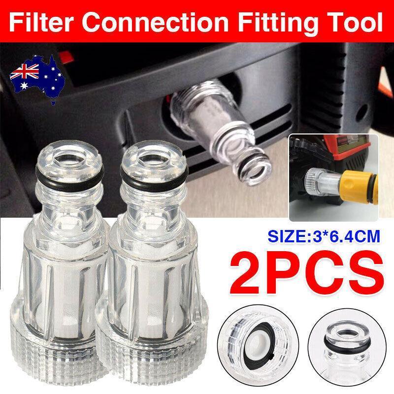 2PCS High Pressure Washer Inlet Filter Connector Fittings Transparent Adapter