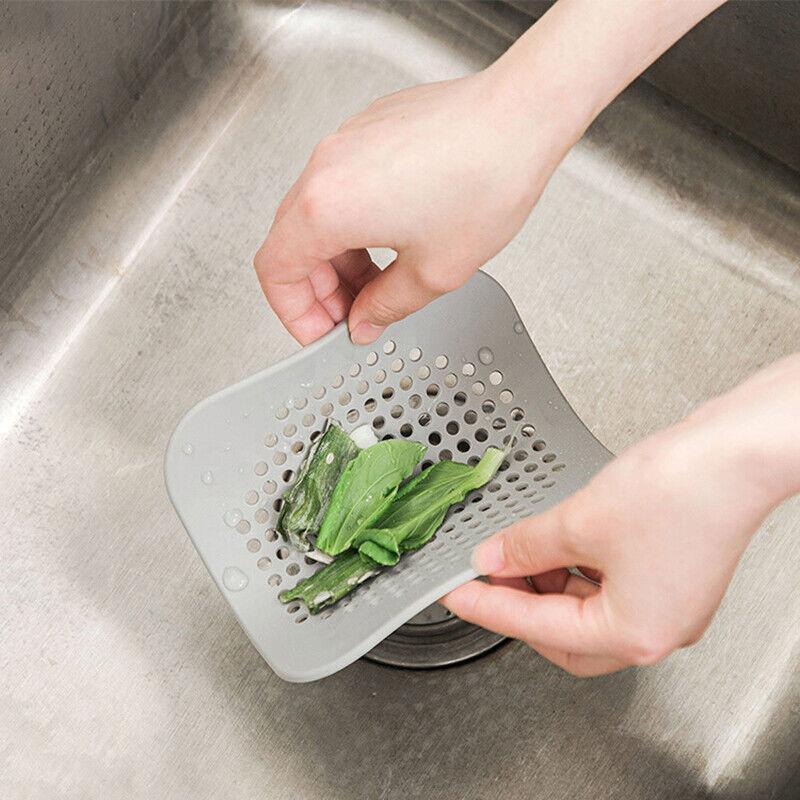 2X Square Drain Cover For Shower Drain Hair Catcher Flat Silicone Plug For Bath - White