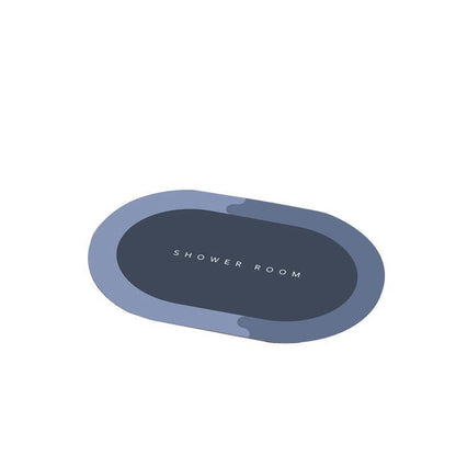 50x80CM Super Absorbent Floor Mat Soft Quick-Drying Non-Slip Diatom Mud Bath - Grey-Oval