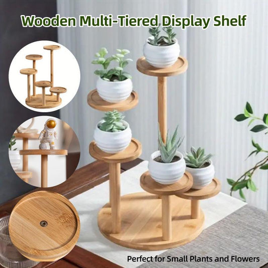 Round Tabletop Flower Stand Balcony Storage Shelf Display Rack Indoor Outdoor