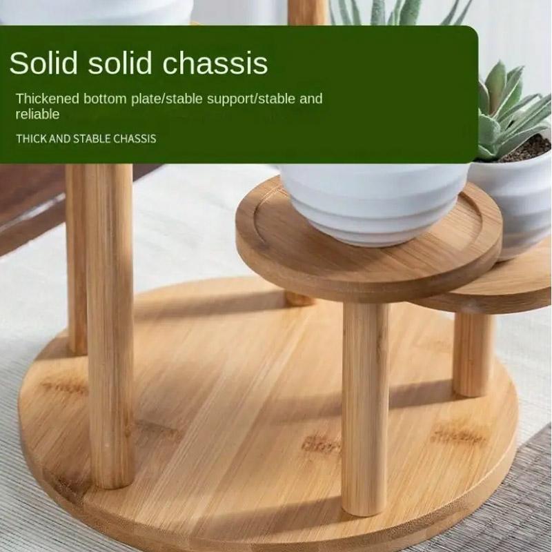 Round Tabletop Flower Stand Balcony Storage Shelf Display Rack Indoor Outdoor