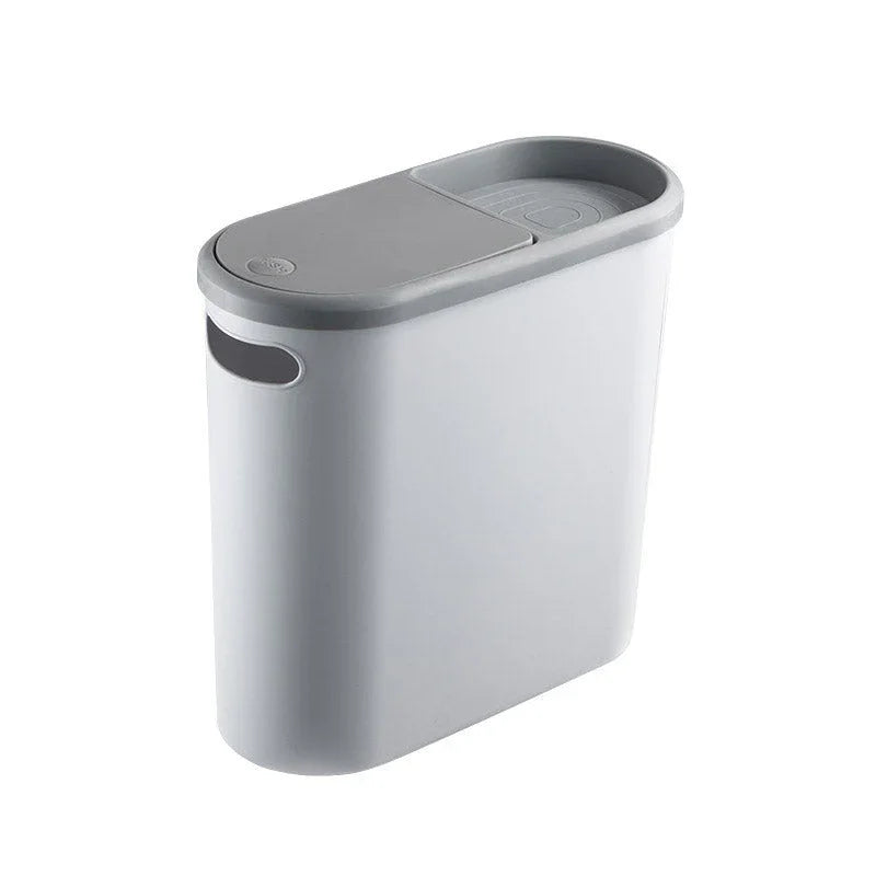 Simple Garbage Can with Lid Household Clamped Plastic Bucket Flip Lid Kitchen - Mekamart Australia