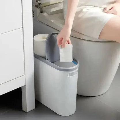 Simple Garbage Can with Lid Household Clamped Plastic Bucket Flip Lid Kitchen - Mekamart Australia
