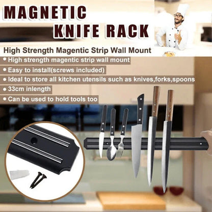 2X Magnetic Knife Rack Magnet Wall Mount Holder Strip Utensil Shelf Kitchen Tool