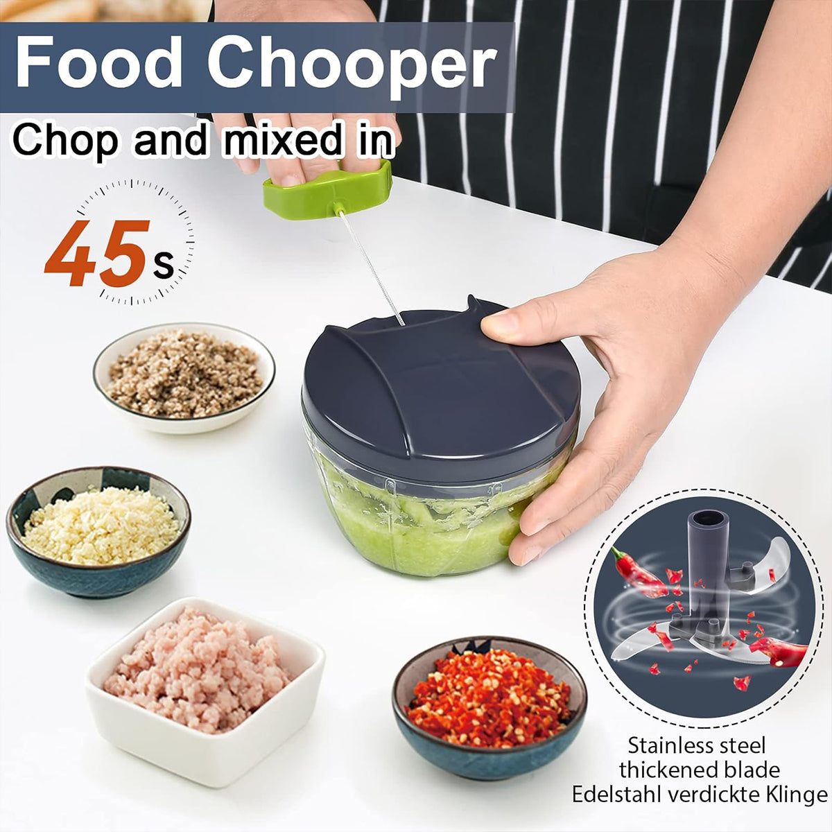 Garlic Press Chopper Slicer Hand Presser Grinder Crusher Home Kitchen Tools Use - 600ml