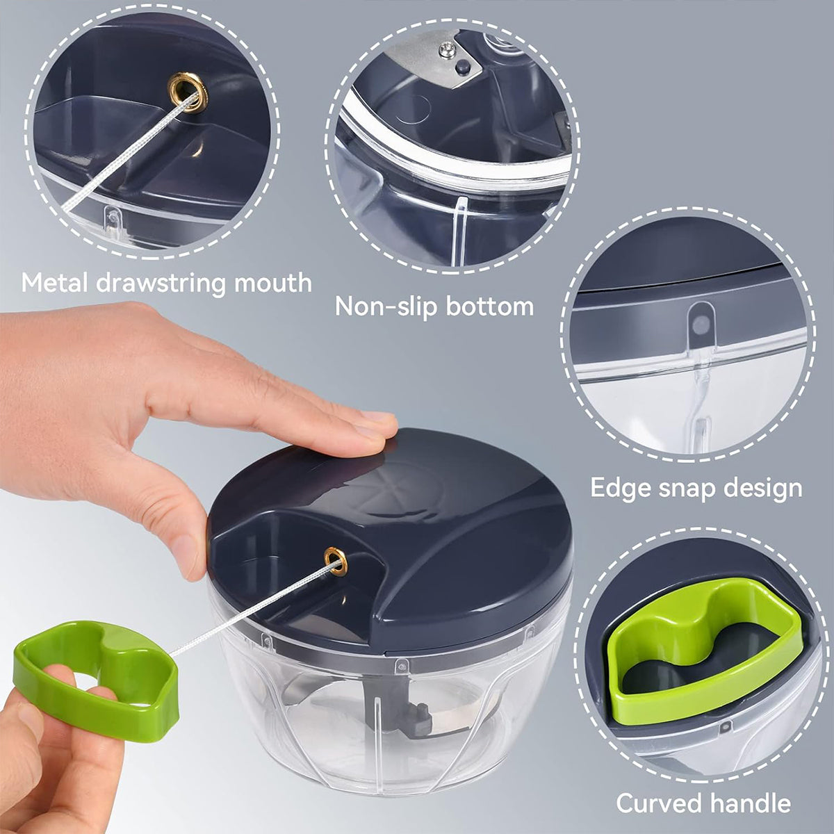 Garlic Press Chopper Slicer Hand Presser Grinder Crusher Home Kitchen Tools Use - 600ml