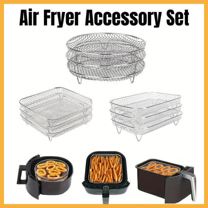 Air Fryer Grill Rack Multi Layer Removable Shelf Mesh Rack for Cooking BBQ - Rectangle