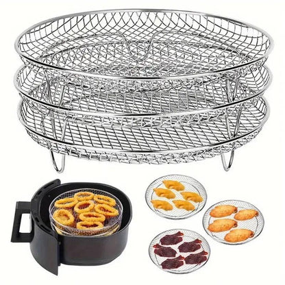 Air Fryer Grill Rack Multi Layer Removable Shelf Mesh Rack for Cooking BBQ - Rectangle