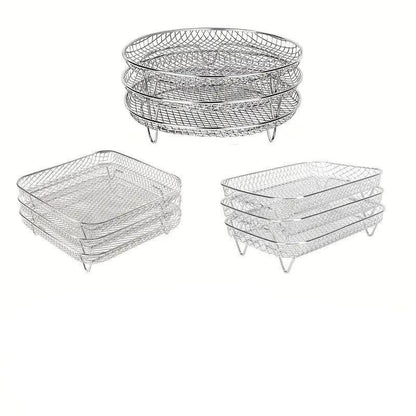 Air Fryer Grill Rack Multi Layer Removable Shelf Mesh Rack for Cooking BBQ - Round