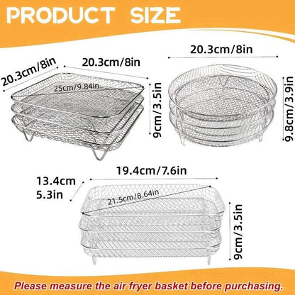 Air Fryer Grill Rack Multi Layer Removable Shelf Mesh Rack for Cooking BBQ - Round