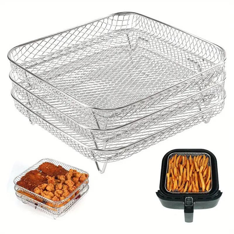 Air Fryer Grill Rack Multi Layer Removable Shelf Mesh Rack for Cooking BBQ - Round