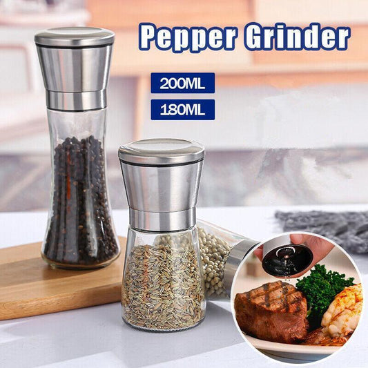 Stainless Steel Manual Salt and Pepper Grinder with Adjustable Ceramic Core - 200ML