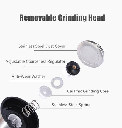Stainless Steel Manual Salt and Pepper Grinder with Adjustable Ceramic Core - 200ML