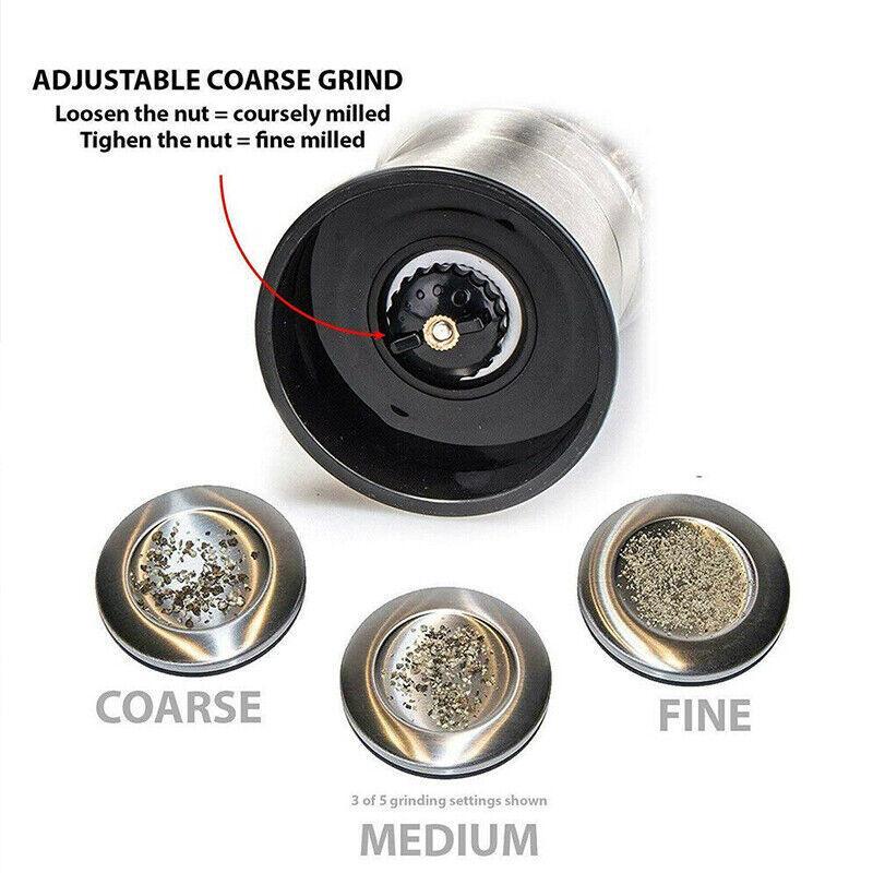 Stainless Steel Manual Salt and Pepper Grinder with Adjustable Ceramic Core - 200ML
