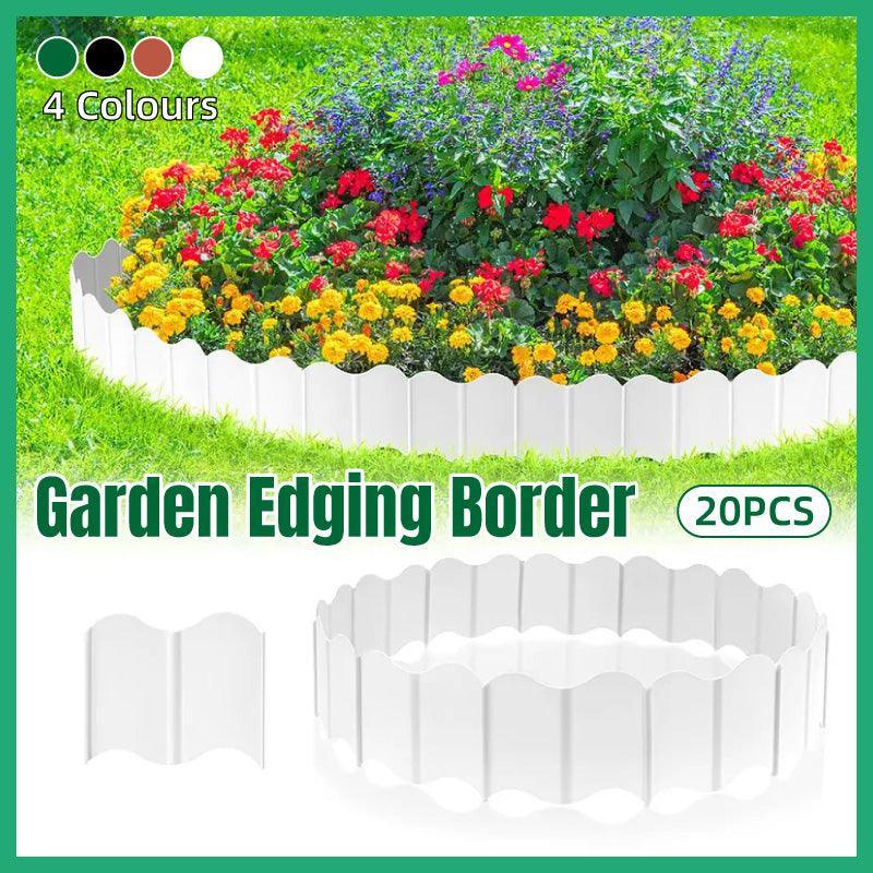 20PCS Garden Edging Fence Decorative Plastic Lawn Border Panels Landscaping - White - Mekamart Australia